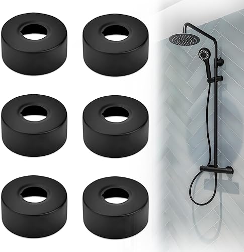 6 Stück Abdeckrosette Edelstahl, Rohrabdeckung Schwarz Rosette Duscharmaturen Heizungsrohr Abdeckung Gewinderosette für Bad Duscharmatur Wasserhähne Heizkörper (25mm) - Cheap-Us