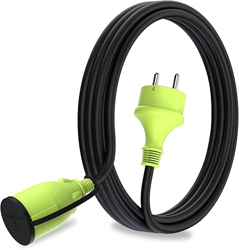 MutecPower 10m Schuko Verlängerungskabel für den aussenbereich IP44 H05RR-F3G 1,5mm² Outdoor verlängerung mit schutzkontakt buchse und schuko Steckdose 10 Meter schwarz/grün - Cheap-Us