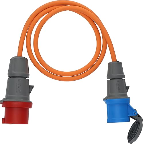 Brennenstuhl Camping Adapterkabel/CEE-Adapter mit 400V/16A CEE-Stecker und 230V/16A CEE-Kupplung (1,5m Kabel in orange, H07RN-F 3G2,5, ständiger Einsatz im Außenbereich IP44, Made in Germany) - Cheap-Us