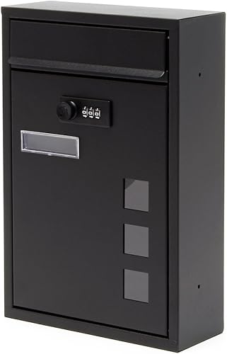 Wiltec Briefkasten weiß V10 Postkasten mit Namensschild, großem Briefschlitz und 2 Schlüsseln Wandbriefkasten aus pulverbeschichtetem Stahl - Cheap-Us