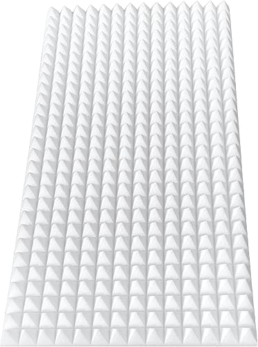 2x Pyramiden-Schaum, Platten in je ca. 100x50x3cm (= ca. 1 m²), in der Farbe Weiss, Schaumstoff, Akustik, Dämmung - Cheap-Us