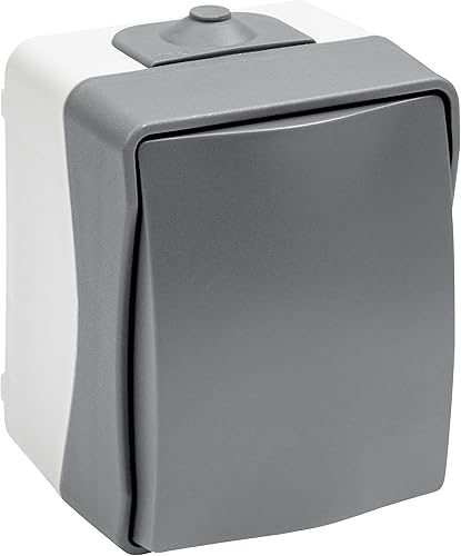 Meister Steckdose Cave 2-fach senkrecht - Aufputz-Montage - IP44 Spritzwasserschutz für Feuchtraum - Bis Leitungsquerschnitt 2,5 mm² - Grau / Feuchtraum-Steckdose / Aufputz-Steckdose / 7407030 - Cheap-Us