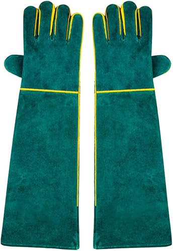 nuzamas 1 Paar Schweißer handschuhe Arbeitshandschuhe, 58 cm/23 Länge Schulter Split Rindsleder, Schaumstoff gefüttert, Extar lang für MIG, TIG Schweißgeräten, BBQ, Garten-, Camping, Herd, Kamin - Cheap-Us