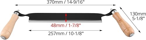 QWORK® 250 mm Zugmesser Reifmesser mit Hohe Schärfe, Gehärteter Hohlschliffklinge, Ergonomischen Holzgriffen (Gerade) - Cheap-Us