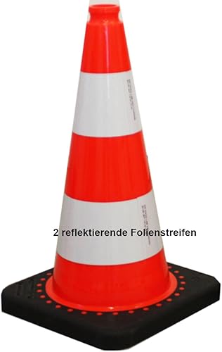 UvV-Reflex Leitkegel mit reflektierenden Streifen (Folie Typ 1), Hochwertiger Pylon aus PVC 50 cm für Ihre Sicherheit - Cheap-Us