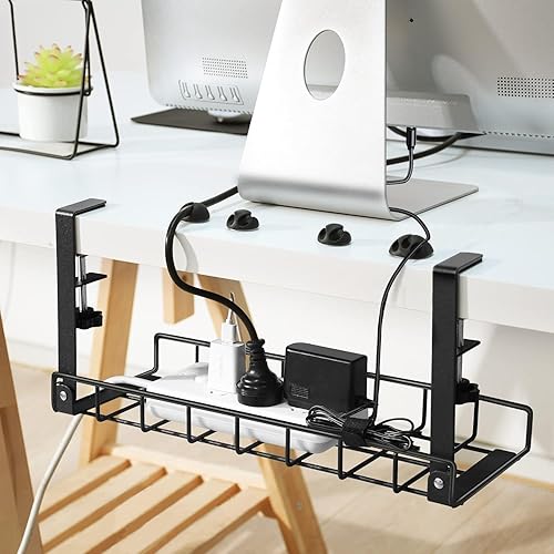 Xpatee Unter dem Schreibtisch Kabelmanagement Ohne Bohren Kit Kabelkanal Schreibtisch Klemmbar Kabel Organizer Tray Stabile Metall Tisch Kabelhalter Schreibtisch für Startseite Büro Weiß - Cheap-Us