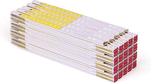 Metrie™ PERFEKT 5 Zollstock/Zollstöcke - Gliedermaßstab | Maßstab - 1m - Weiß/Gelb - Duplex Teilung, Hergestellt in der EU - 20 stück - Cheap-Us