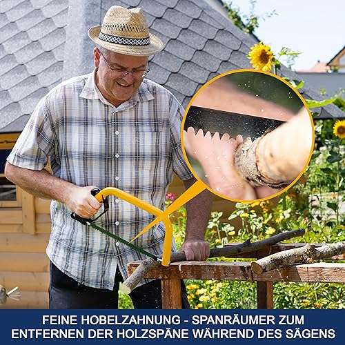 Augusta-Heckenrose Bügelsäge 530mm I Stabile Säge mit Schnellspannhebel & Hand- & Knöchelschutz I Astsäge mit gehärteter Hobelzahnung für trockenes Holz - Cheap-Us