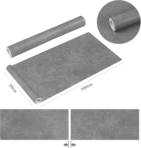 Decoroom Klebefolie Selbstklebende Matt Grau 60X600cm Möbelfolie Betonoptik Effekt Wasserdicht Folie für Möbel Küche Schrank Wand Dekorfolie Vinyl Tapete - Cheap-Us