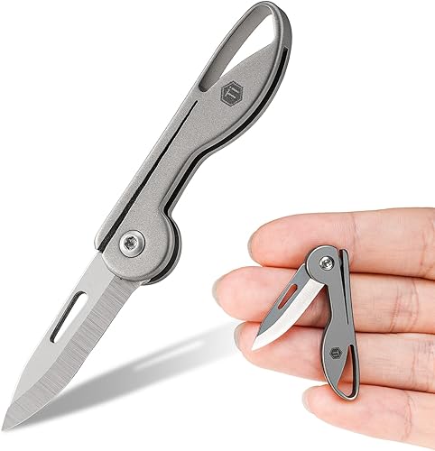 Generisch Schlüsselanhänger Messer Titan Klappmesser Schlüsselanhänger,Taschenmesser Schlüsselanhänger kleines taschenmesser, Leichtes EDC Schlüsselanhänger Messer für Camping/Outdoor - Cheap-Us