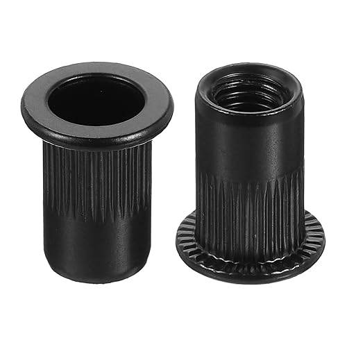 QUARKZMAN M6 Nietmuttern aus Kohlenstoffstahl mit gerändeltem Flachkopf Gewindeeinsatzmutter Schwarz 80 Stück - Cheap-Us