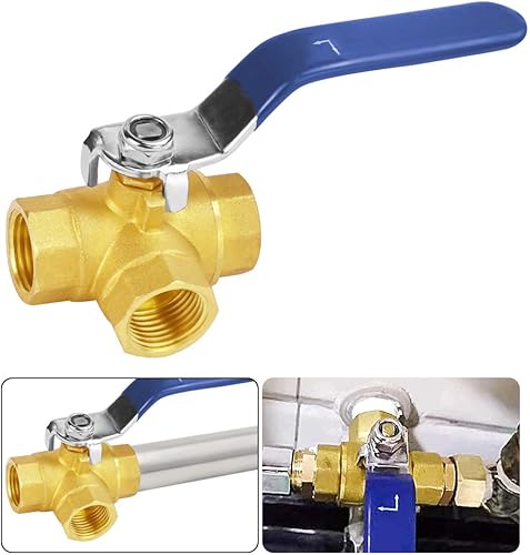 QINERSAW Dreiwegeventil Drei-Wege-Typ Ventil Dreiwege Kugelhahn 3 Wege Ventil Innengewinde Wasserrohr L-Bohrung Absperrventil für Wasser, Öl- und Luftleitungen Hebelgriff, DN15 1/2'' aus Messing - Cheap-Us