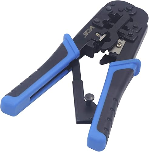 VCELINK GJ668BL Crimpzange RJ45, RJ12, RJ11, Professionelle Crimpzange Ethernet mit Abisolieren und Schneiden für Netzwerkstecker Cat7 Cat 6A Cat 6 - Cheap-Us
