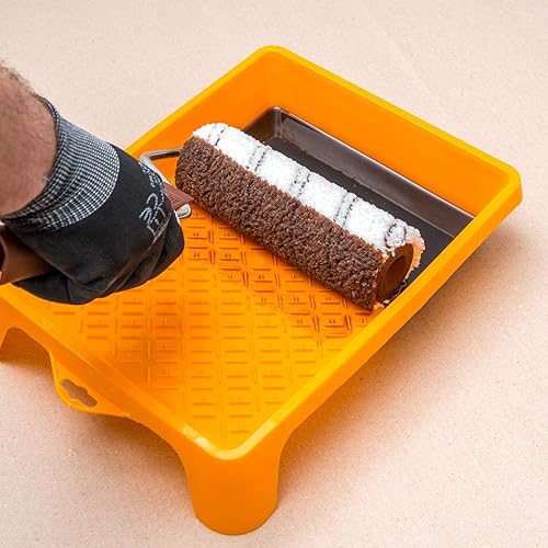 HARDY WORKING TOOLS Maler Set, Farbrolle und Farbwalze aus Polyester, Florhöhe 12mm, Länge 10cm, Durchmesse 15mm, weiß-gelb, A0180-520000 - Cheap-Us