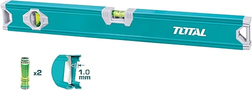 TOTAL – Wasserwaage | 100cm | 2 Blasen für horizontal und vertikal | Werkzeug für Tischler- und Heimwerkerarbeiten | ABS-Seite zur Dämpfung von Stößen | Aluminium - Cheap-Us