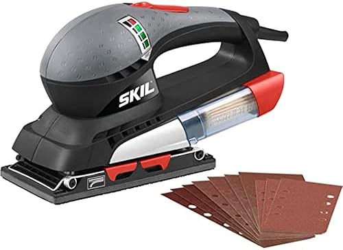 SKIL 7366 AA Schwingschleifer (Nennaufnahmeleistung 240 W, Schleiffläche 92x185 mm, Schleifgerät inkl. 10 Schleifblätter + Staubauffangbehälter), Rot - Cheap-Us