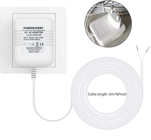 Türklingel Transformatoren 24 V/500mA, White AC Netzteil Transformatorkabel, Smart Home Zubehör kompatibel mit Ring Video-Türklingel (5m) - Cheap-Us