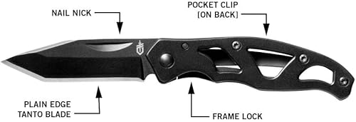 Gerber Taschenklappmesser mit glatter Klinge und Taschenclip - Cheap-Us