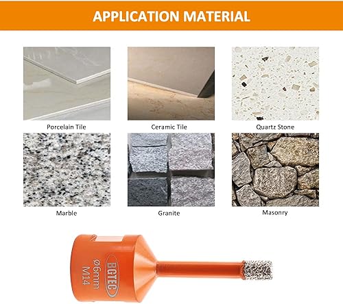 BGTEC Diamantbohrer Fliesenbohrer Set,6/8/10/12/20/35/45/68mm Diamantbohrkronen für Porzellan, Fliesen, Granit, Marmo ein Adapter - Cheap-Us