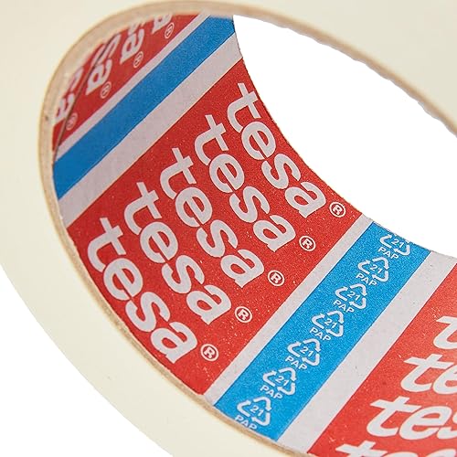 tesa Malerband ECONOMY - Vielseitiges Klebeband für Malerarbeiten ohne Lösungsmittel - Bis zu 4 Tage nach Gebrauch rückstandslos entfernbar, 5x 50 m x 30 mm - Cheap-Us