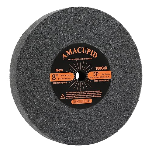 AmaCupid Polierscheibe aus gebürsteter Nylonfaser, 200 mm, Härte 5P. Geeignet für Tischschleifer und Polierer. Polieren weicher Materialien wie Kupfer und Aluminium. 16 mm Dorn - Cheap-Us