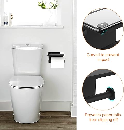 Ibergrif Toilettenpapierhalter mit 2 Montagemethoden, Klopapierhalter ohne Bohren, Klorollenhalter Wandhalterung, Toilettenpapier Halterung mit Ablage, Edelstahl, Silber - Cheap-Us