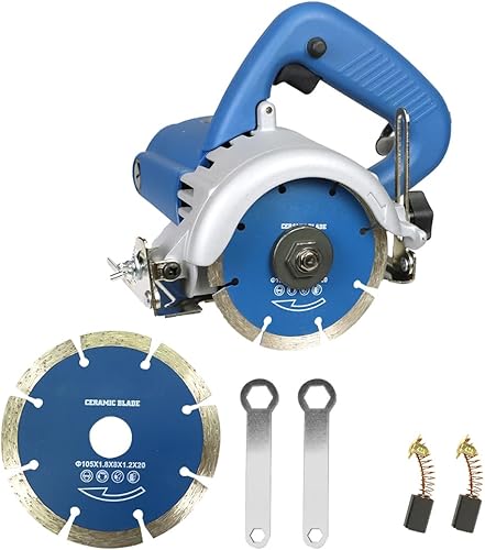 Trocken Steintrennsäge Hancaner 1200 W Fliesensäge, incl.Ø105mm Hochfeste-Trennscheibe, 12000 U/min & 0-45 Grad Fasenschnitt, von Marmor, Fliese, Keramik, Holz, PVC - Cheap-Us