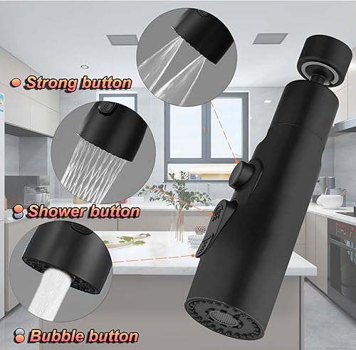 Wasserhahn Aufsatz Schwenkbar, 360° Drehbarer mit 3 Modi Multifunktionaler Wasserhahn Luftsprudler, Wasserhahn Verlängerung mit 2 Sprühfunktion, Wassersparer für Wasserhahn Brause Küche Bad Aufsatz - Cheap-Us