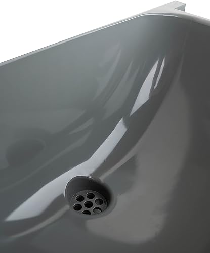 Ausgussbecken Agande Waschbecken Handwaschbecken aus Kunststoff grau, einfach mit Abflussroh für Camping Garten Keller Baustellen WC, Made in Europe - Cheap-Us