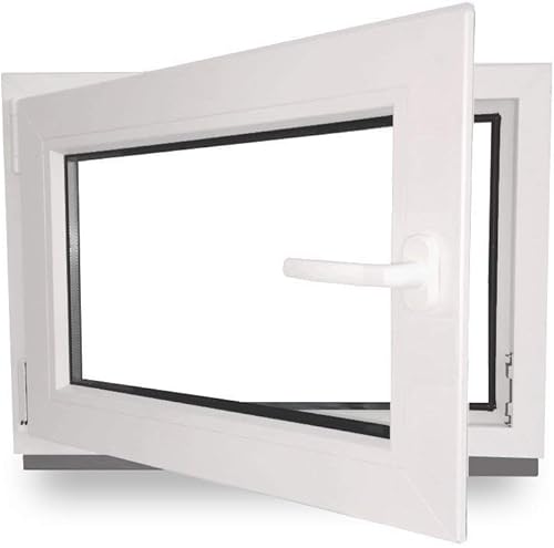 Kellerfenster - Kunststoff - Fenster - weiß - BxH: 100 x 60 cm - 1000 x 600 mm - DIN Links - 3 fach Verglasung - 60 mm Profil - Cheap-Us