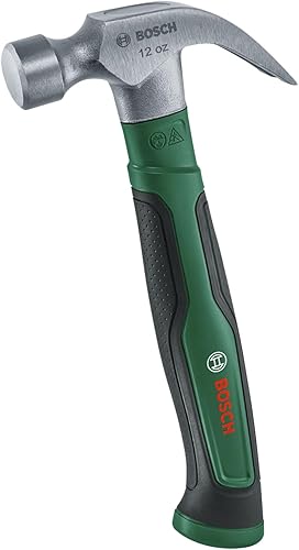 Bosch Klauenhammer 340g/12oz (Große Schlagfläche; Robuster, harter Kohlenstoffstahl; V-förmige Klaue; Softgrip-Handgriff mit Glasfaserkern für komfortables Arbeiten mit geringer Vibration) - Cheap-Us
