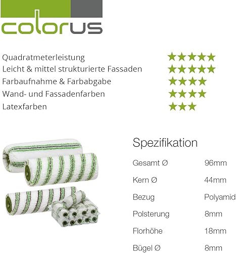 Colorus Pro Streif Fassadenwalze 27 cm XXL Polyamid 21 mm Flor | Fassadenroller Malerwalze stark gepolstert | Farbwalze Farbroller Langflor Flusenfrei - Cheap-Us