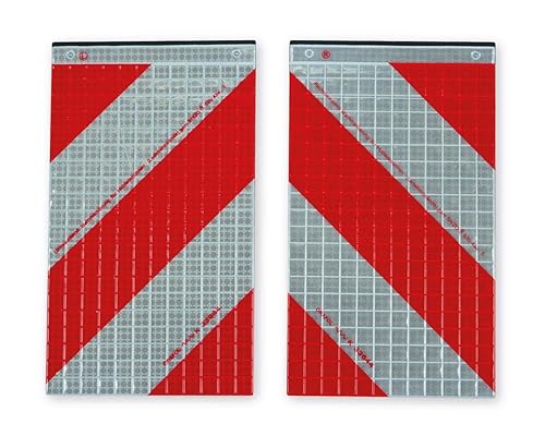 ORALITE Warnflaggen Set für LKW-Hubladebühnen rot-weiß von Orafol - Warnmarkierung für Ladebordwand rechtsweisend, linksweisend - gemäß § 53b StVZO - Truck Flags – Halterung optional (ohne Halterung) - Cheap-Us