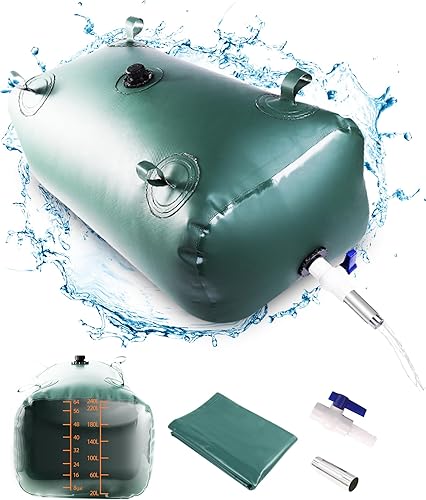 Ezcasch Wasserbehälter mit Skala 63.4gal/240L - Wassersack Tragbarer Wasserspeicherblase mit Ventilen Faltbarer Wasserspeicher für Außen - Cheap-Us