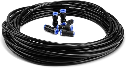 DIYCUT 10M Pneumatik Schlauch 6mm, Druckluftschlauch 6mm, Polyurethane Flexibel Druckluftleitung Außen 6mm x Innen 4mm Schwarz, mit 6 Stück 6mm Air Push-Schnellkupplungen für Industrie und Zuhause - Cheap-Us