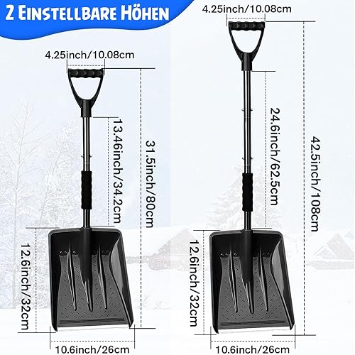 UMUACCAN Schneeschaufel Ergonomisches Design Abnehmbares 4-in-1-Design kann in Zwei Verschiedene Längen geformt Werden Geeignet für Schnee-, Garten- und Campinganlässe - Cheap-Us