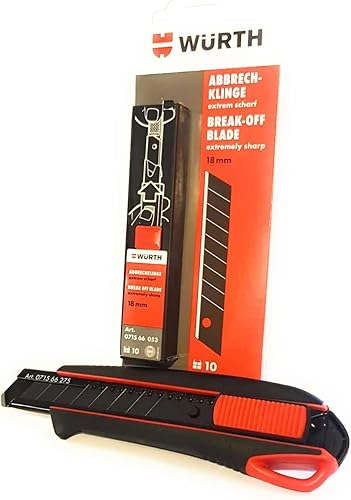Würth Cuttermesser Teppichmesser inkl. 3 Abbrechklingen und 10 zusätzlichen Abbrechklingen, B00BQWBDHU - Cheap-Us