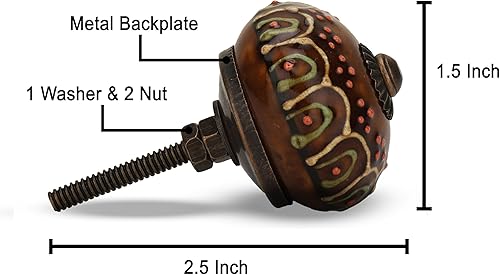 FURNISHFUL FINESSE Verschiedene schwarze Keramik-Schrankknöpfe für Schubladen, Küchenschränke, Schränke, Boho-Stil, mehrfarbig, dekorative Möbelbeschläge, Kommoden, 12er-Set, DKB-AST-010-P12 - Cheap-Us