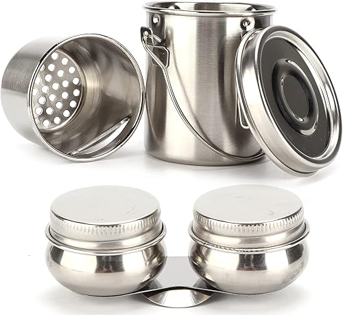 Leopacat Pinselreiniger aus Edelstahl mit Auslaufsicherem Deckel, Pinselwascheimer, luftdichter Eimer mit abnehmbarem Filtersieb, Doppellöffelbehälter, Ölfarben Zubehör für Pinsel Reinigung - Cheap-Us