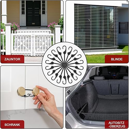 Akicderu Spanngummi mit Haken, Strapazierfähige Expander mit Haken 12 Stück, Robuster Gummispanner mit Haken,Vielseitiger Gummibänder mit Haken - Cheap-Us