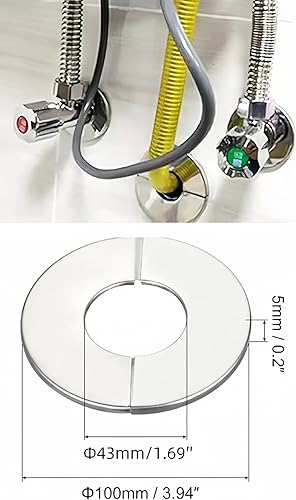 comvastars 4Stück Edelstahl Rosetten Abdeckung Selbstklebende Dekorative Abdeckung Für Wasserhähne Geteilter Flansch,Wasserhahn-Abdeckung,Bekorative Abdeckungen Für Rohre,ID 23mm/OD 65mmRund(Silber) - Cheap-Us