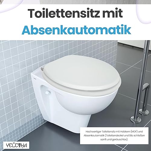 Yelcona WC Sitz mit Absenkautomatik mit Motiv, Klobrille mit hohem Sitzkomfort, WC Deckel mit robustem und stabilem Holzkern, hochwertiger Toilettendeckel aus Holz - Cheap-Us