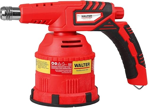 WALTER Lötlampe mit Piezo – Leistungsstarker Lötbrenner mit Piezozündung, Regelrad – Ideal für Weichlöten, Auftauen, Reparaturarbeiten – Heimwerker-Lötset mit Softgrip-Griff und Robustem Gehäuse - Cheap-Us