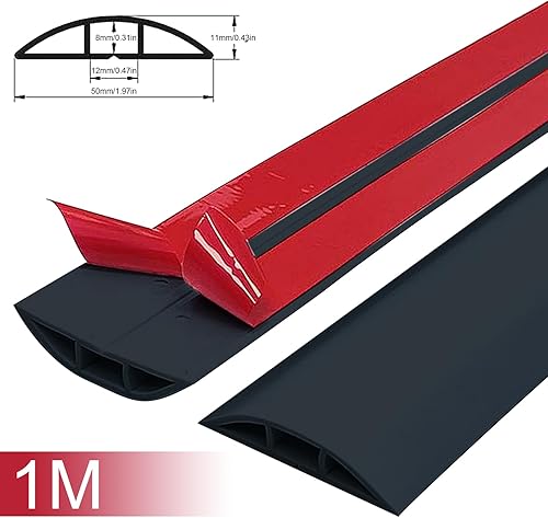 Bodenkabelschutz, Flexibler Fussboden Kabelkanal Selbstklebend, PVC Boden Kabelabdeckung, Kabelbrücke,Kabelbodenabdeckung, schützt Kabel und verhindert Stolperfallen (Walnuss, 2M) - Cheap-Us