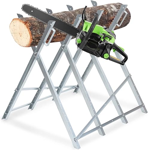 Vigevee Sägebock Holzsägebock verzinkt klappbar 150kg Belastbarkeit stabil Holzbock Sägegestell Kettensägebock Holzschneidebock Metall 81x80x80CM - Cheap-Us