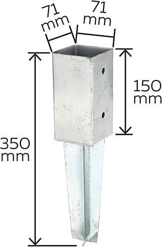 Alberts 211851 Bodenhülse | für Vierkantholzpfosten, zum Einschlagen | feuerverzinkt | 71 x 71 mm - Cheap-Us
