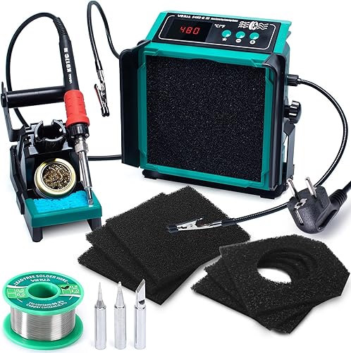YIHUA 948DQ-III 2-in-1 Lötdampf-Absaugventilator 110W Lötstations Lötkolben Set Lötabsaugung Lötrauchabsorber neigbarer Winkel mit Helfenden Händen Eisenhalter Eisenspitzen Filter Lötdraht (EU PLUG) - Cheap-Us