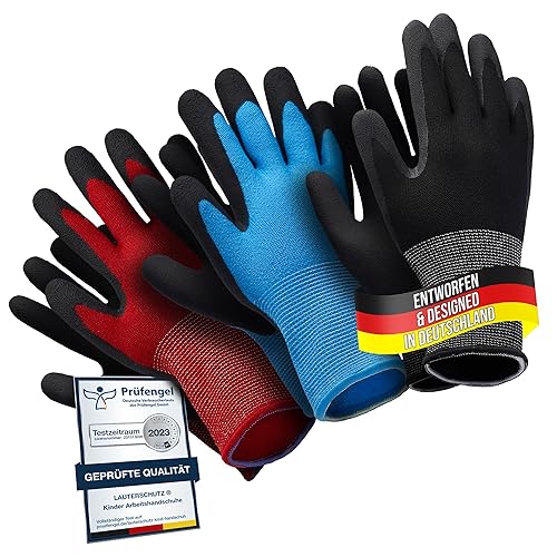 LAUTER SCHUTZ ® für Kinder: 2 Paar Arbeitshandschuhe (mit Handflächenbeschichtung) aus dehnbarem Gewebe, für Gartenarbeit und mehr (Größe S (2-4 Jahre)) - Cheap-Us