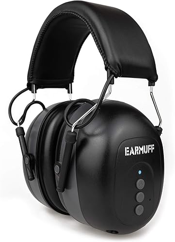 EARMUFF Gehörschutz mit Bluetooth & AUX in schwarz 31dB Dämmung | Musik vom Handy hören | Gehörschutz mit Radio für die Baustelle Kopfhörer elektronischer Gehoerschutz Akku integriert für die Arbeit - Cheap-Us