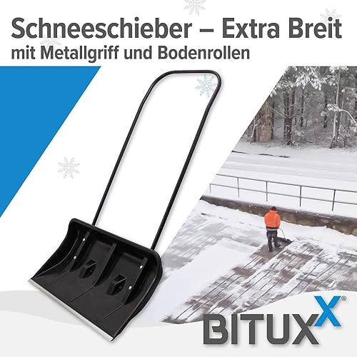 Bituxx Schneeschieber 80cm Schneeschaufel Schneewanne Schneeschild extra Breit mit Bügelgriff und Räder (1 Stück) - Cheap-Us